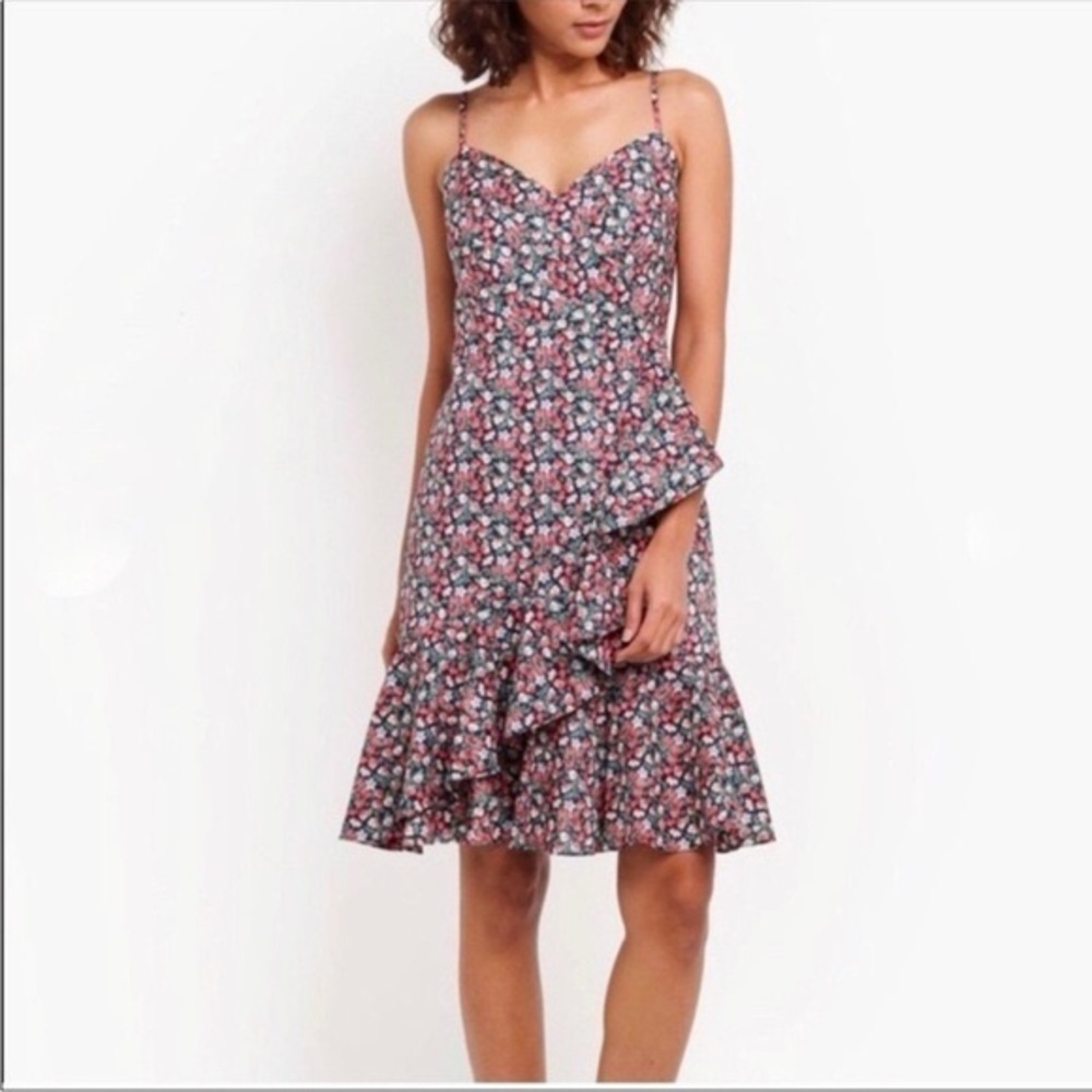 J Crew Floral Liberty Sarah Ruffle Trim Dress Vintage Flirty British Smocked 8